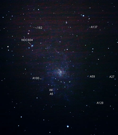 Annotated image of M33